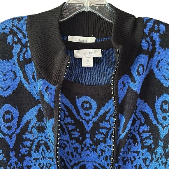 CJ Banks 2 Piece Black and Blue Full Zip Cardigan And Matching Tank - Picture 1 of 7